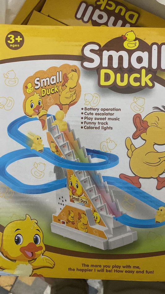 Small Duck Climbing Stairs Toy Racing Track Toy Music Duck Roller
